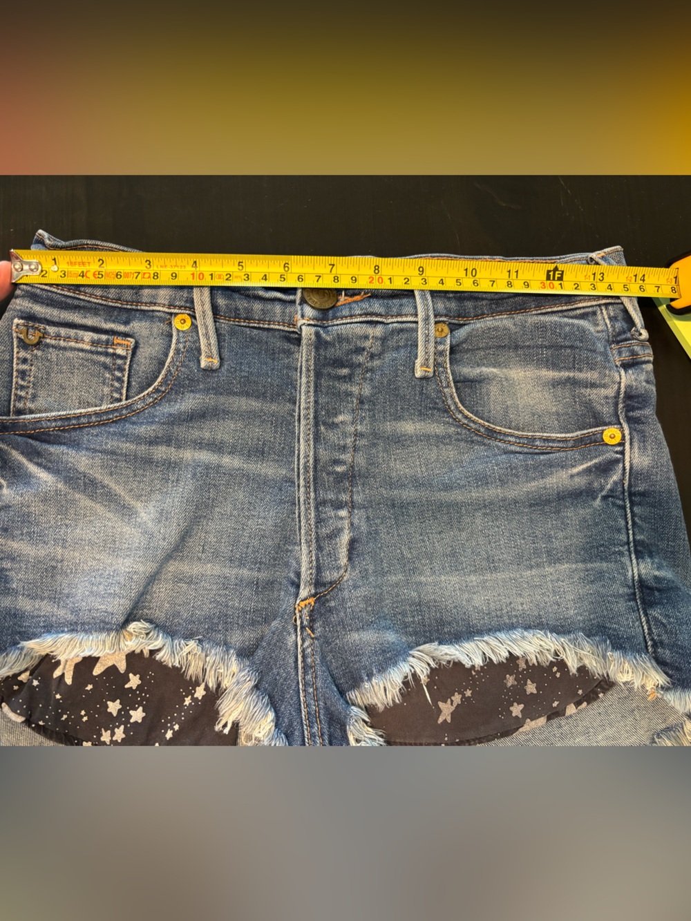 True Religion Scout BF Mullet Short Short Gypset Blue Distressed Denim Size 25 - Picture 9 of 11